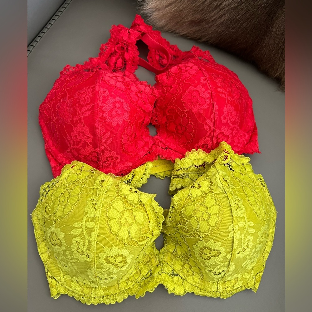 La SENZA Lace Bra Set (2 pcs) – Red & Lemongrass
